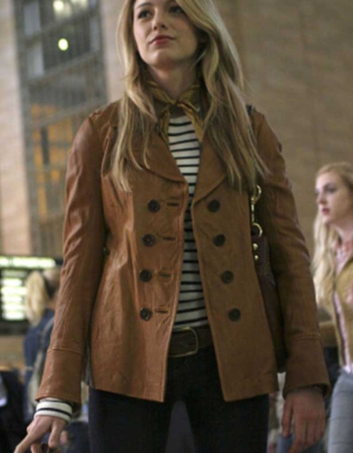 GOSSIP GIRL BLAKE LIVELY BROWN JACKET GOSSIP GIRL BLAKE LIVELY BROWN JACKET