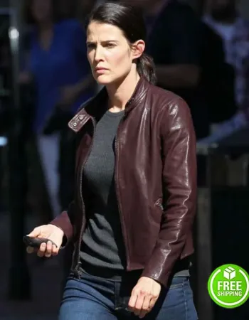 JACK REACHER: NEVER GO BACK COBIE SMULDERS (MAJOR SUSTAN TURNER) MAROON LEATHER JACKET JACK REACHER: NEVER GO BACK COBIE SMULDERS (MAJOR SUSTAN TURNER) MAROON LEATHER JACKET