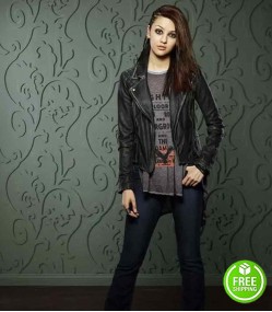 HOW TO GET AWAY WITH MURDER KATIE FINDLAY (REBECCA SUTTER) BLACK LEATHER JACKET