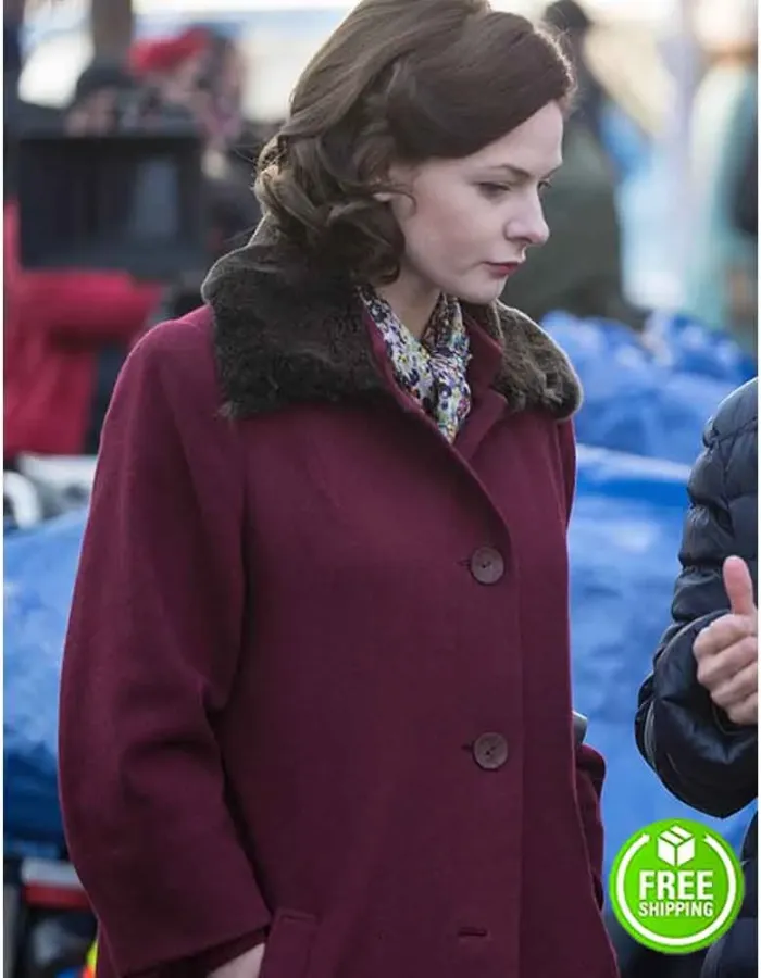 DESPITE THE FALLING SNOW REBECCA FERGUSON (KATYA) MAROON WOOL COAT DESPITE THE FALLING SNOW REBECCA FERGUSON (KATYA) MAROON WOOL COAT