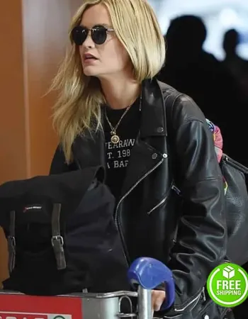 LOVE ISLAND LAURA WHITMORE (HOST) BLACK LEATHER JACKET
