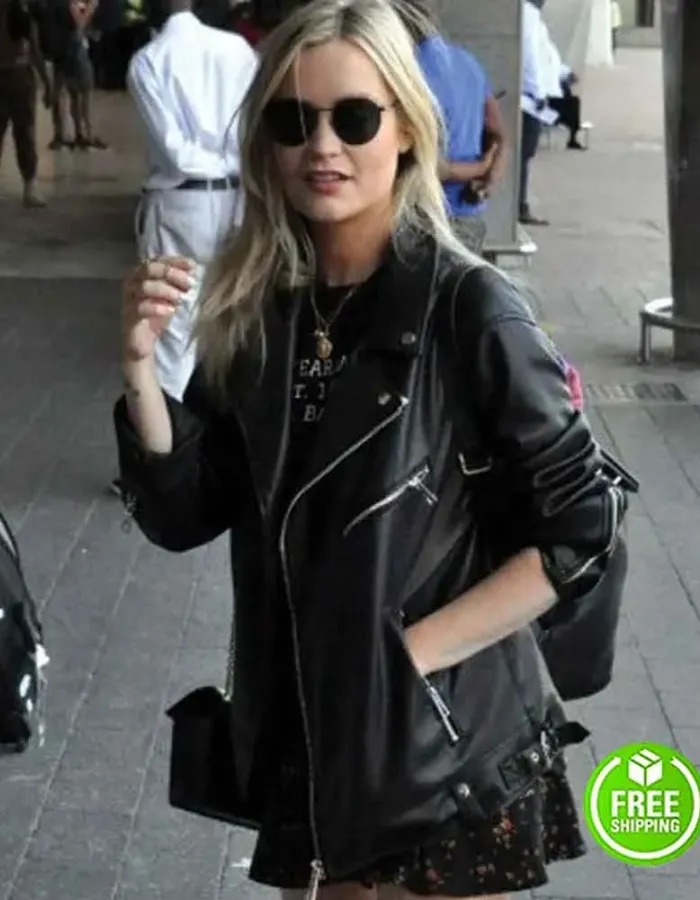 LOVE ISLAND LAURA WHITMORE (HOST) BLACK LEATHER JACKET