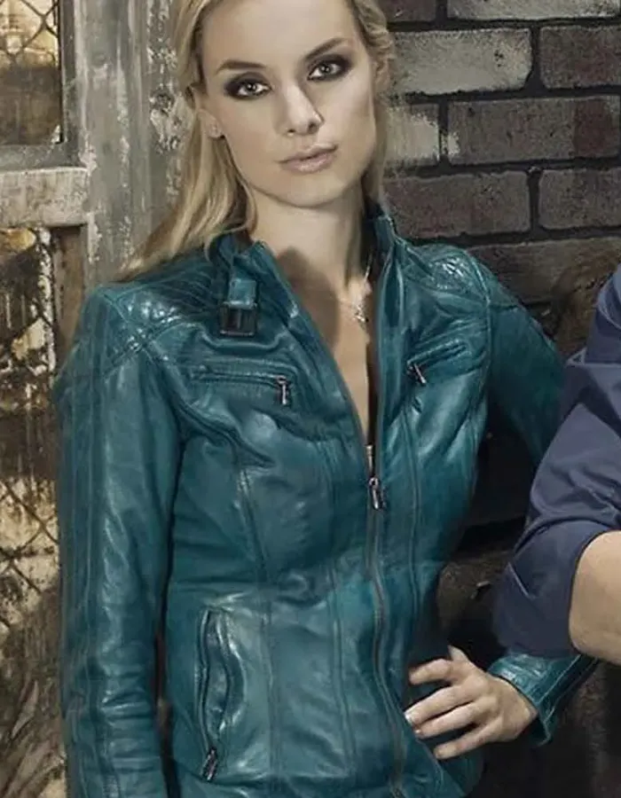 LOST GIRL RACHEL SKARSTEN BLUE LEATHER JACKET
