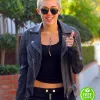 MILEY CYRUS BLACK MOTORCYCLE LEATHER JACKET