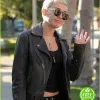 MILEY CYRUS BLACK MOTORCYCLE LEATHER JACKET