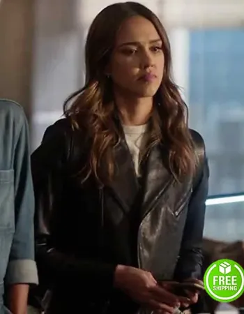 L.A.’s FINEST JESSICA ALBA (NANCY MCKENNA) BLACK LEATHER JACKET