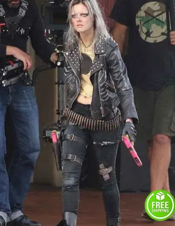 GUNS AKIMBO SAMARA WEAVING (NIX) BLACK LEATHER JACKET