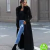 Rozalia Russian Fur Collar Black Trench Coat Rozalia Russian Fur Collar Black Trench Coat