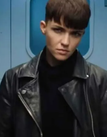 SAS: RED NOTICE GRACE LEWIS BLACK BIKER JACKET