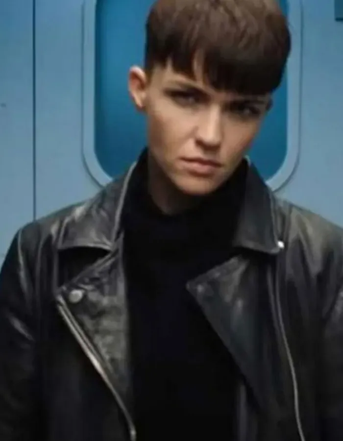 SAS: RED NOTICE GRACE LEWIS BLACK BIKER JACKET