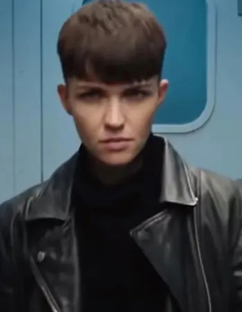 SAS: RED NOTICE GRACE LEWIS BLACK BIKER JACKET