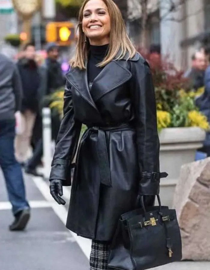 SECOND ACT JENNIFER LOPEZ LEATHER COAT
