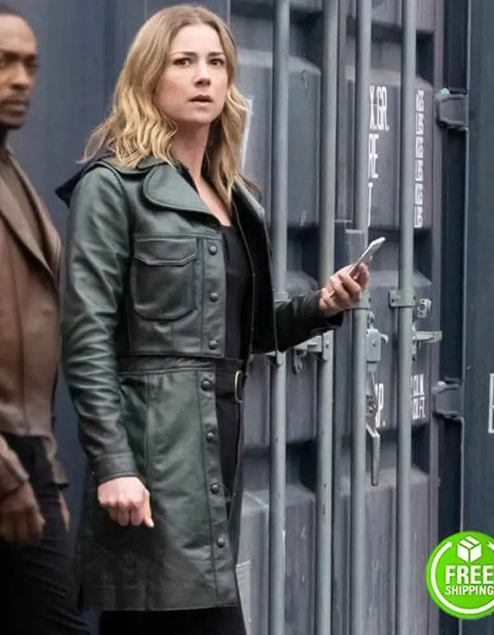 The Falcon and The Winter Soldier Emily Vancamp (Sharon Carter) Black Leather Coat The Falcon and The Winter Soldier Emily Vancamp (Sharon Carter) Black Leather Coat