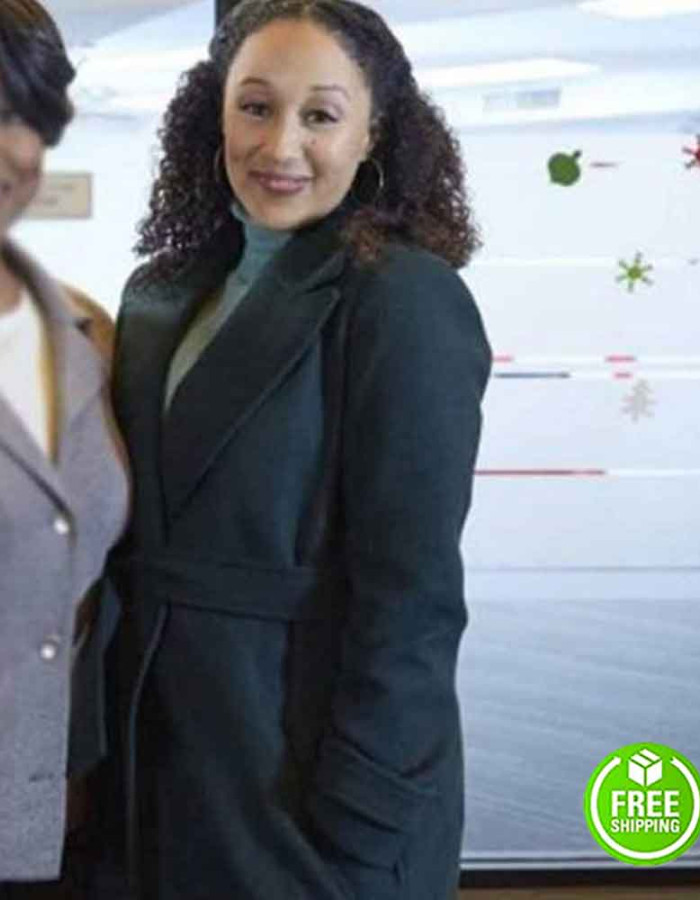 CHRISTMAS COMES TWICE TAMERA MOWRY-HOUSLEY (CHERYL JENKINS) BLACK TRENCH COAT