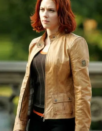THE AVENGERS SCARLETT JOHANSSON BROWN JACKET