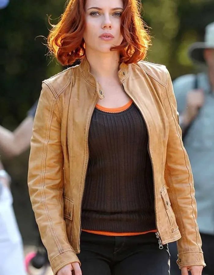 THE AVENGERS SCARLETT JOHANSSON BROWN JACKET