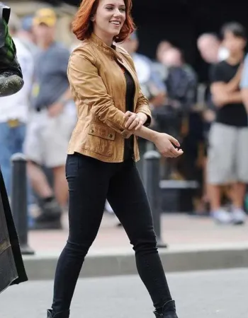 THE AVENGERS SCARLETT JOHANSSON BROWN JACKET