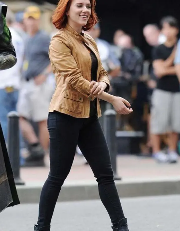 THE AVENGERS SCARLETT JOHANSSON BROWN JACKET