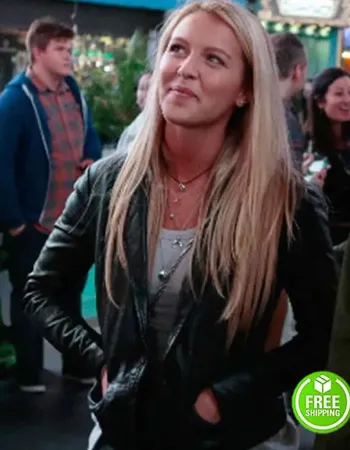 THE FOSTERS ANGELINE APPEL (ARI) BLACK LEATHER JACKET