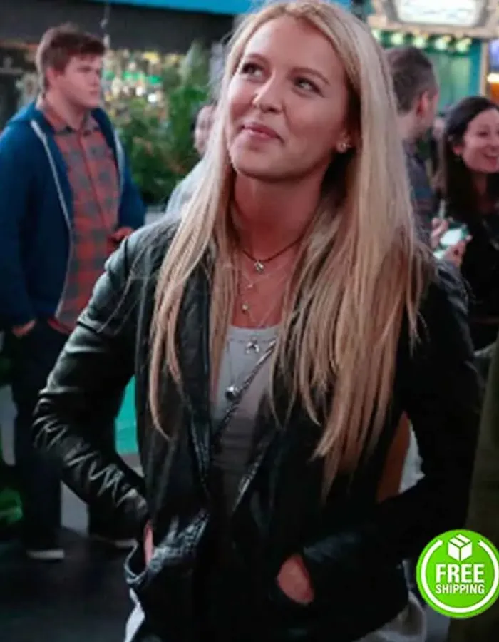 THE FOSTERS ANGELINE APPEL (ARI) BLACK LEATHER JACKET THE FOSTERS ANGELINE APPEL (ARI) BLACK LEATHER JACKET