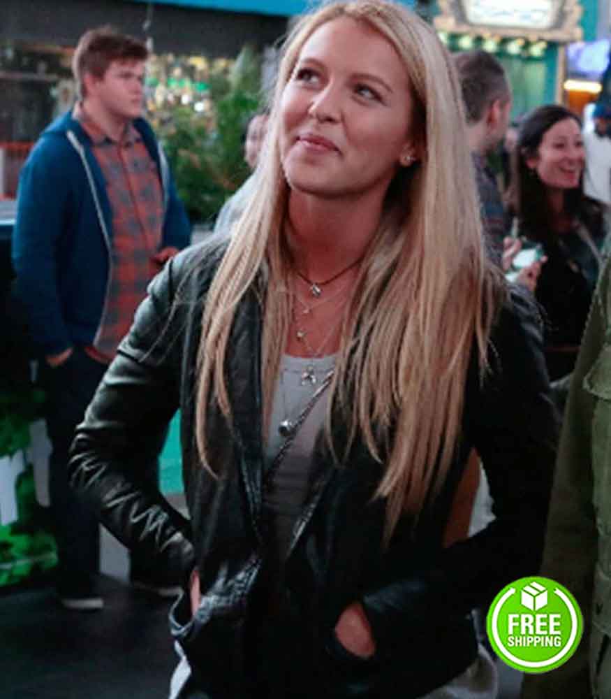 THE FOSTERS ANGELINE APPEL (ARI) BLACK LEATHER JACKET