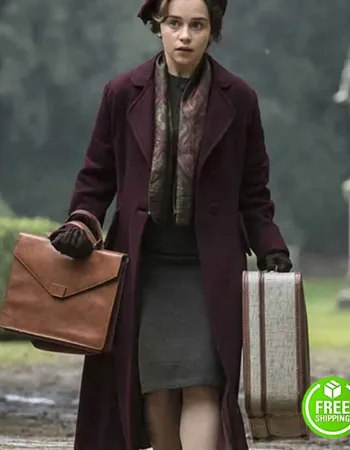 VOICE FROM THE STONE EMILIA CLARKE (VERENA) MAROON COAT