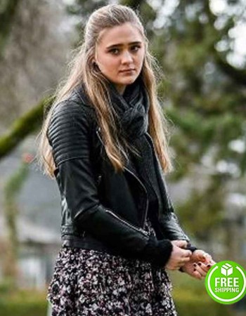 A MILLION LITTLE THINGS LIZZY GREENE (SOPHIE DIXON) BLACK LEATHER JACKET