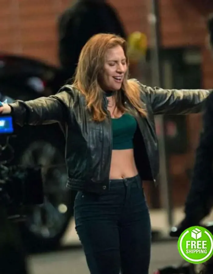 A STAR IS BORN LADY GAGA (ALLY) BLACK LEATHER JACKET