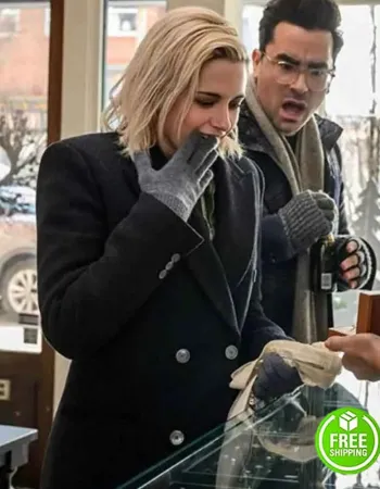 HAPPIEST SEASON KRISTEN STEWART (ABBY) BLACK WOOL COAT
