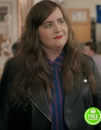 SHRILL SEASON 3 AIDY BRYANT (ANNIE EASTON) BLACK LEATHER JACKET