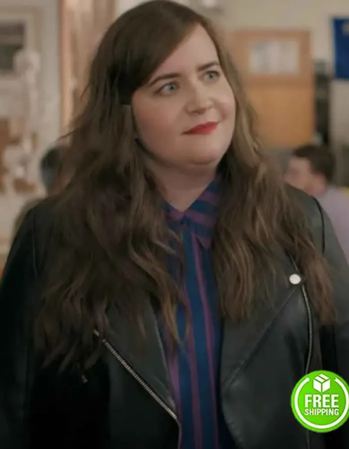 SHRILL SEASON 3 AIDY BRYANT (ANNIE EASTON) BLACK LEATHER JACKET
