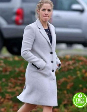 ARROW SEASON 6 EMILY BETT RICKARDS (FELICITY SMOAK) WHITE TRENCH WOOL COAT