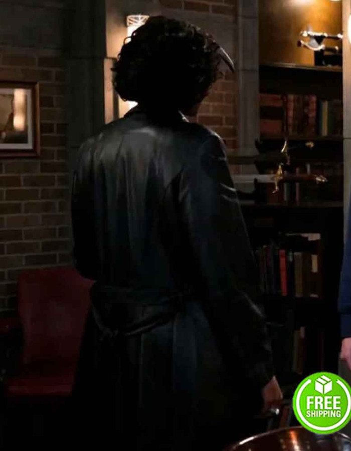 SUPERNATURAL SEASON 15 LISA BERRY (BILLIE) BLACK LEATHER COAT 