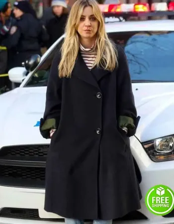 THE FLIGHT ATTENDANT KALEY CUOCO (CASSIE BOWDEN) BLACK WOOL COAT THE FLIGHT ATTENDANT KALEY CUOCO (CASSIE BOWDEN) BLACK WOOL COAT
