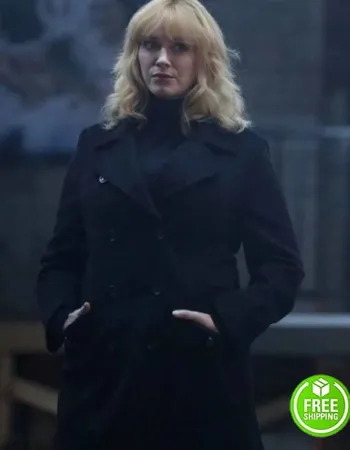 GOOD GIRLS CHRISTINA HENDRICKS (BETH BOLAND) BLACK WOOL COAT