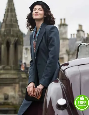 OUTLANDER SEASON 3 CAITRIONA BALFE (CLAIRE RANDALL) GREY WOOL COAT