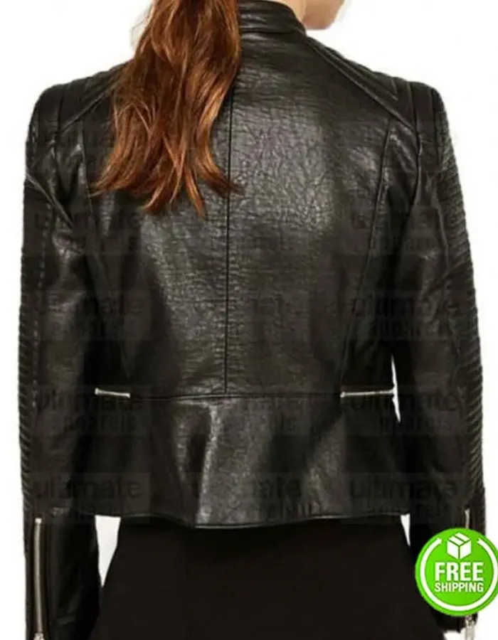ARROW JULIANA HARKAVY (DINAH DRAKE) BLACK LEATHER JACKET ARROW JULIANA HARKAVY (DINAH DRAKE) BLACK LEATHER JACKET