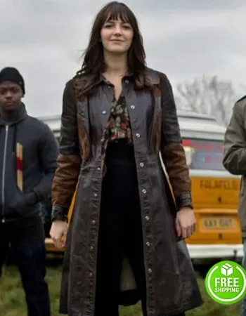 KAT AND THE BAND ELLA HUNT (KAT) BROWN LEATHER COAT 