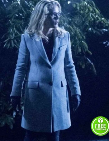 ARROW SEASON 6 EMILY BETT RICKARDS (FELICITY SMOAK) WHITE TRENCH WOOL COAT ARROW SEASON 6 EMILY BETT RICKARDS (FELICITY SMOAK) WHITE TRENCH WOOL COAT