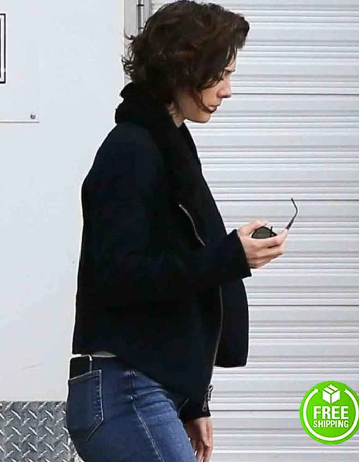 GEMINI MAN MARY ELIZABETH WINSTEAD (DANNY) FUR COLLAR BLACK JACKET 