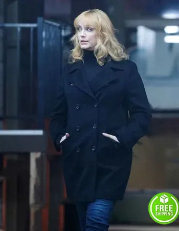 GOOD GIRLS CHRISTINA HENDRICKS (BETH BOLAND) BLACK WOOL COAT