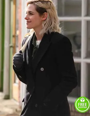 HAPPIEST SEASON KRISTEN STEWART (ABBY) BLACK WOOL COAT