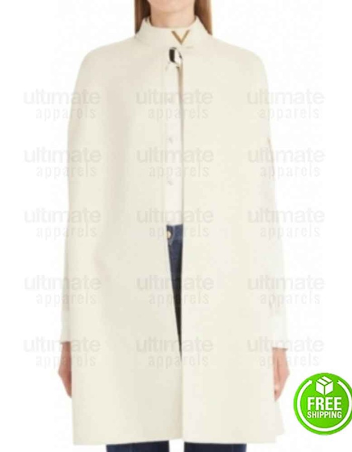 YOUNGER HILARY DUFF (KELSEY PETERS) WOOL WHITE CAPE COAT YOUNGER HILARY DUFF (KELSEY PETERS) WOOL WHITE CAPE COAT