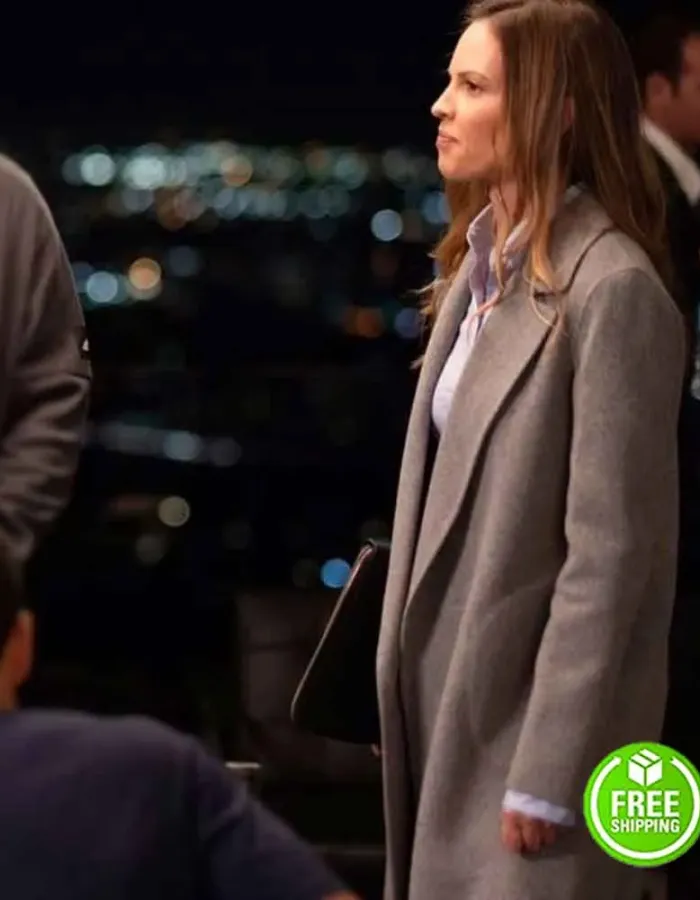 FATALE HILARY SWANK (DETECTIVE VALERIE QUINLAN) GREY WOOL COAT FATALE HILARY SWANK (DETECTIVE VALERIE QUINLAN) GREY WOOL COAT