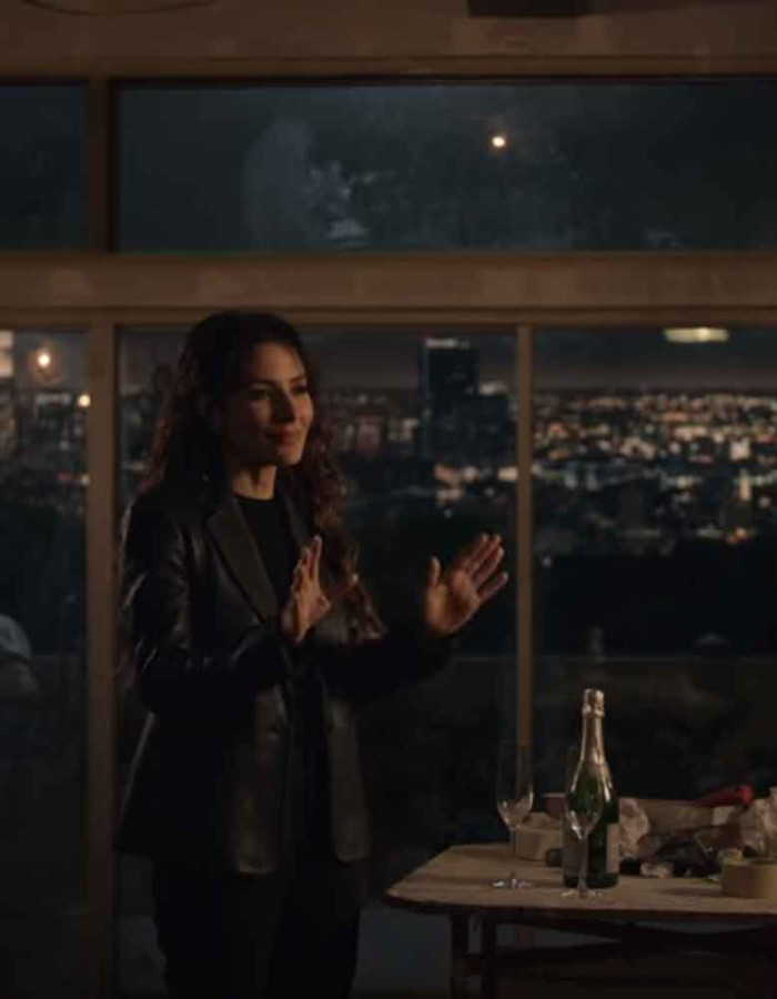THE ROOKIE SEASON 2 SARAH SHAHI (JESSICA RUSSO) BLACK LEATHER BLAZER