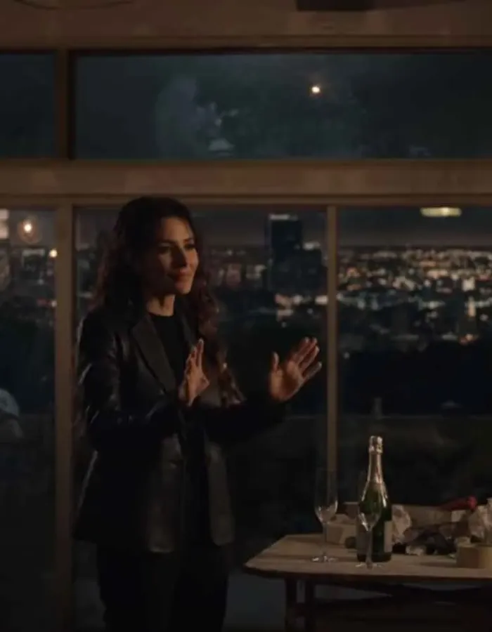 THE ROOKIE SEASON 2 SARAH SHAHI (JESSICA RUSSO) BLACK LEATHER BLAZER THE ROOKIE SEASON 2 SARAH SHAHI (JESSICA RUSSO) BLACK LEATHER BLAZER