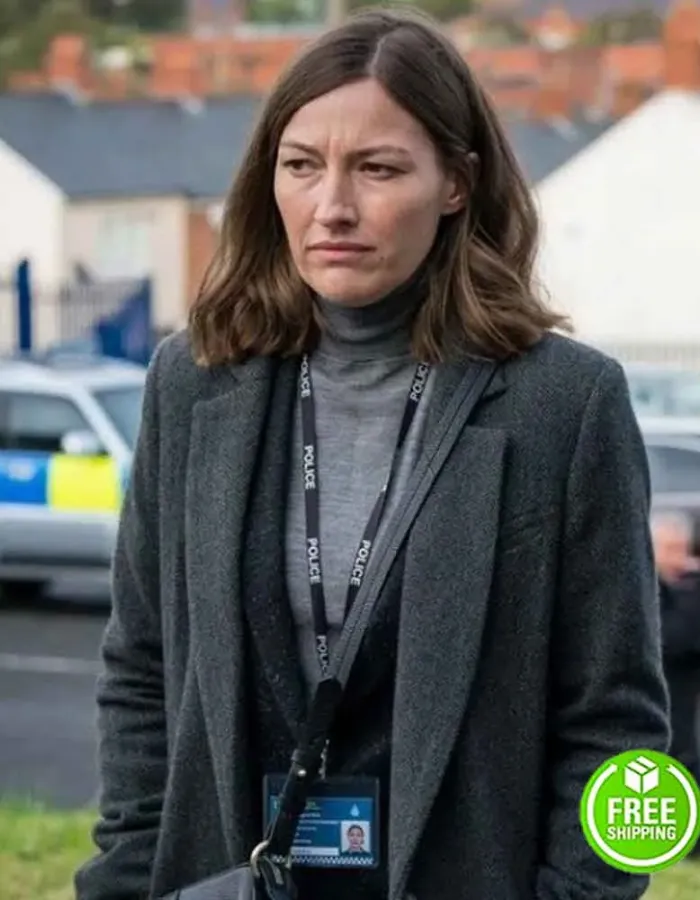 THE LINE OF DUTY SEASON 6 KELLY MACDONALD (JO DAVIDSON) GREY WOOL COAT