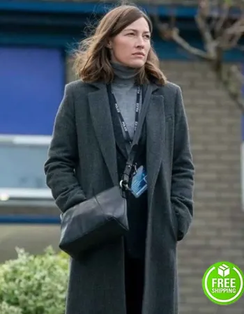 THE LINE OF DUTY SEASON 6 KELLY MACDONALD (JO DAVIDSON) GREY WOOL COAT