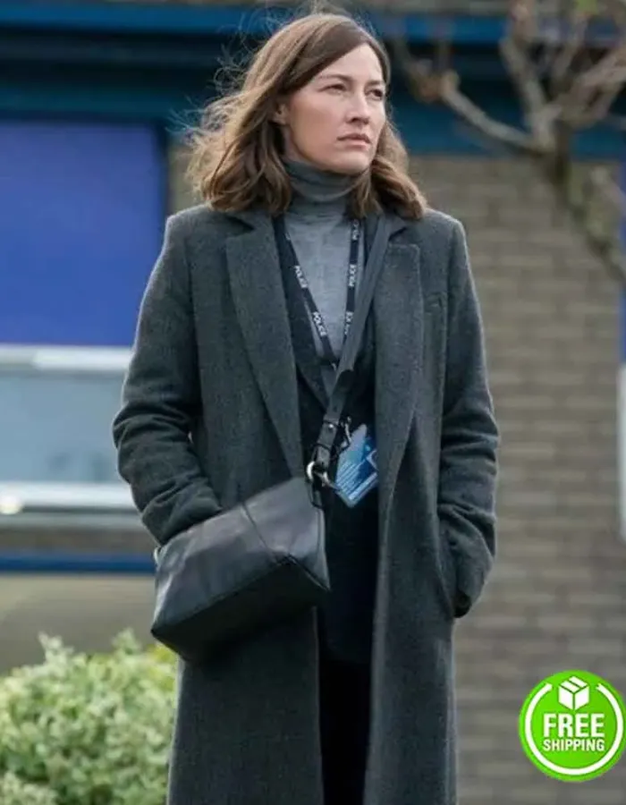 THE LINE OF DUTY SEASON 6 KELLY MACDONALD (JO DAVIDSON) GREY WOOL COAT