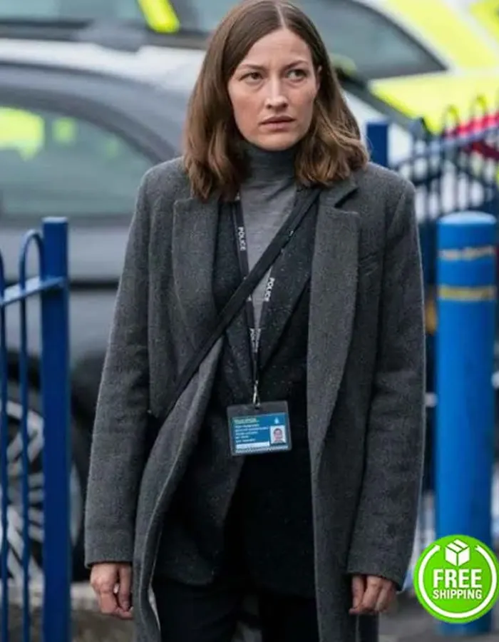 THE LINE OF DUTY SEASON 6 KELLY MACDONALD (JO DAVIDSON) GREY WOOL COAT